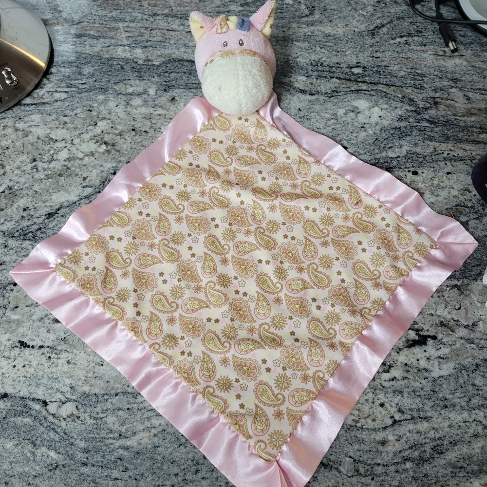 Baby Ganz Wee Western Pink Horse Paisley Lovey Security Baby Blanki Blanket 12"